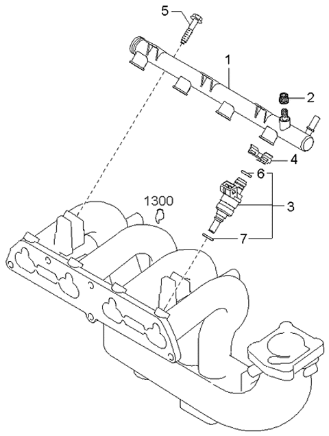 2004 Kia Rio Fuel-Distributor Pipe Diagram for 0K30E1315X