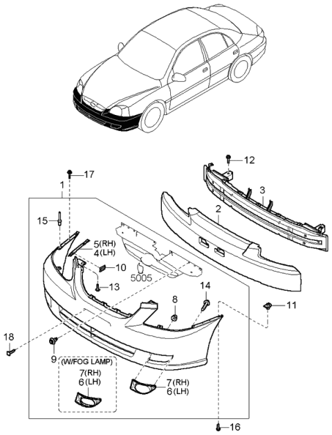 2001 Kia Rio Bumper-Front Diagram 2