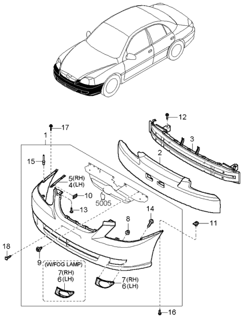 2002 Kia Rio Bumper-Front Diagram 2