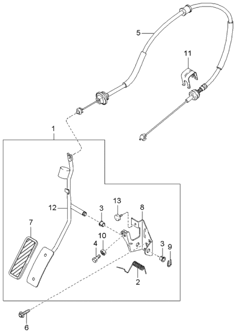 2002 Kia Rio Cable Assembly-Accelerator Diagram for 0K30A41660M