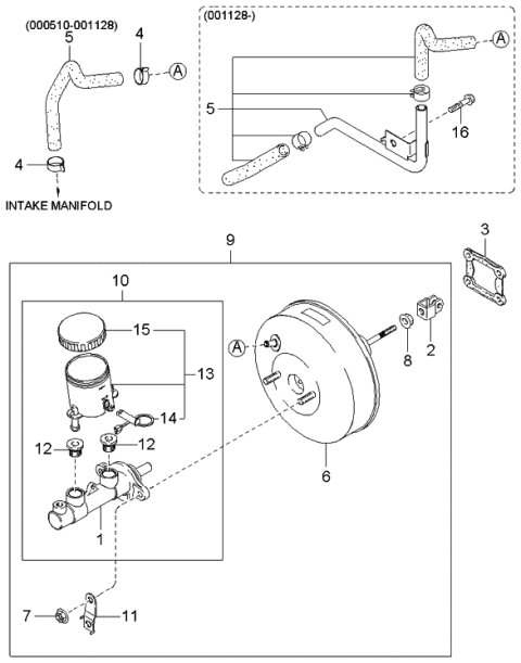 2000 Kia Rio Brake Master Cylinder & Power Brake Diagram 2