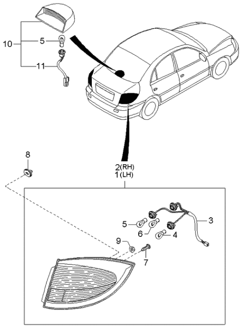 2004 Kia Rio Wiring Assembly Diagram for 92760FD000