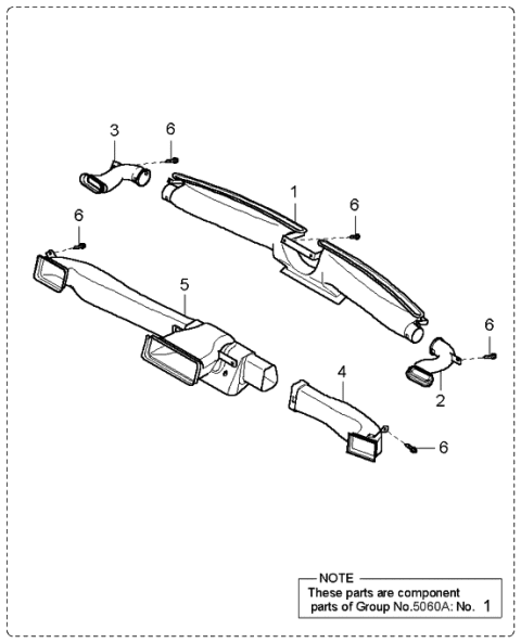 2001 Kia Rio Hose-Side DEMISTER,L Diagram for 97462FD000