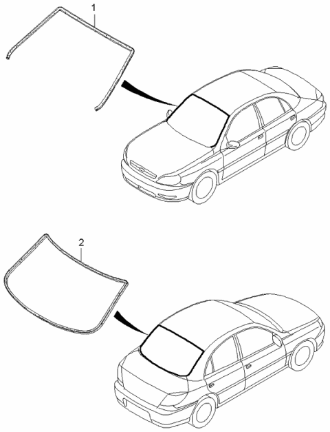 2001 Kia Rio Moulding-Front Windshield Diagram for 0K30A50600C