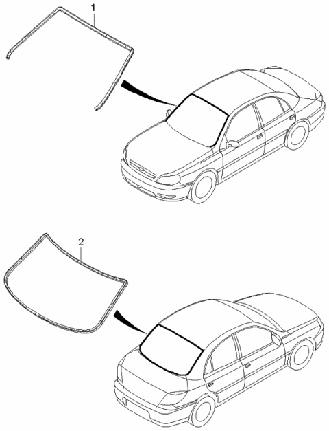 2001 Kia Rio Moulding-Back Window Diagram for 0K30A50610F