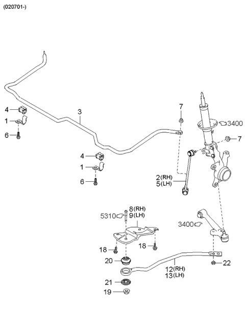 2003 Kia Rio Nut-Taper Lock Diagram for 54731FD000