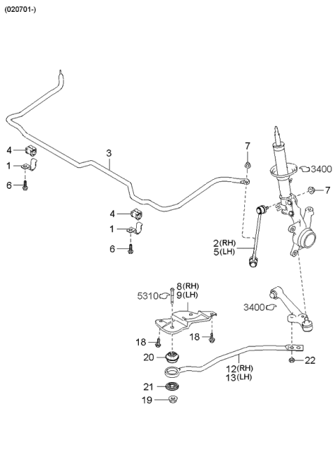 2003 Kia Rio Bush-Front TT/LOD Diagram for 54540FD000