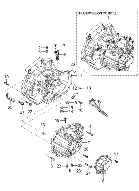 2005 Kia Rio Transmission Case Diagram