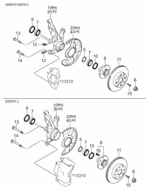 2004 Kia Rio Knuckle, Right Diagram for 51716FD300