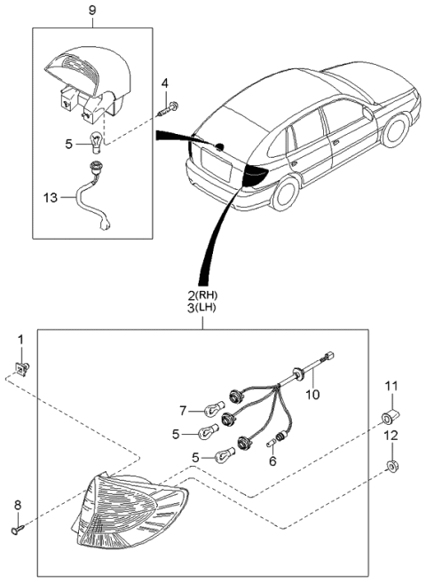 2002 Kia Rio Lamp-HMSTOP Diagram for 0K3AL5158006