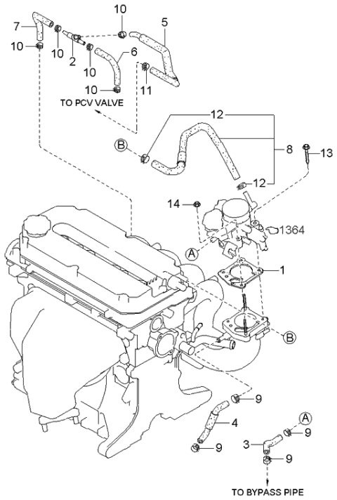 2004 Kia Rio Gasket-THBODY Diagram for 0K30C13655