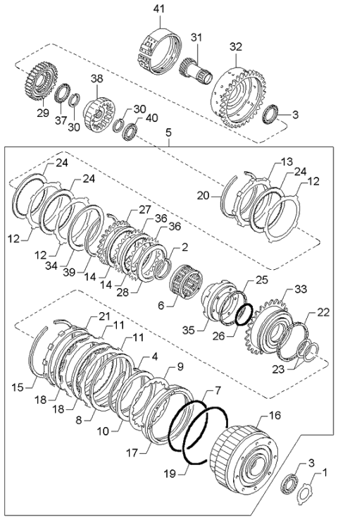 2001 Kia Rio Clutches & Planetary Gears Diagram