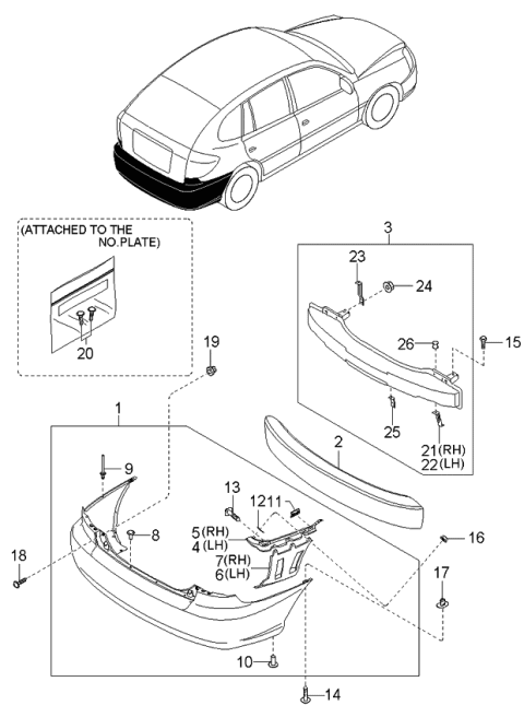 2001 Kia Rio Rear Bumper Diagram 4