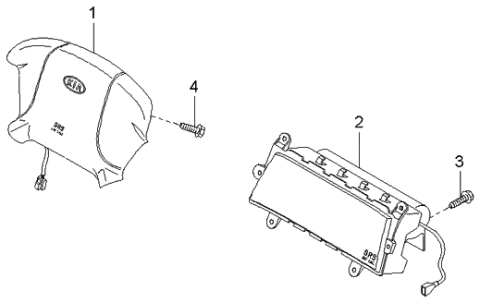 2003 Kia Rio Steering Wheel Air Bag Module Assembly Diagram for 0K32A57K00A08