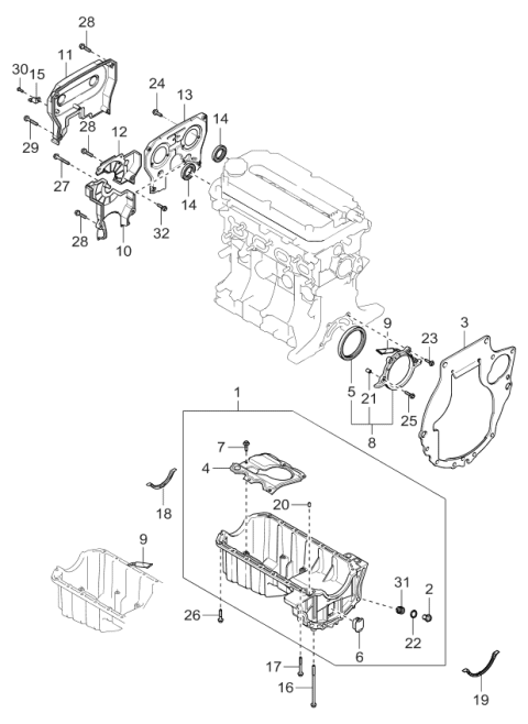 2004 Kia Rio Pan Assembly-Oil Diagram for 0K30C10400A