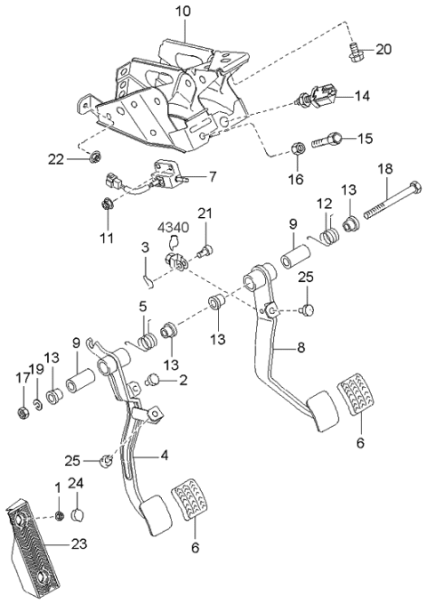 2001 Kia Rio Pedal-Clutch Diagram for 0K32A41030D