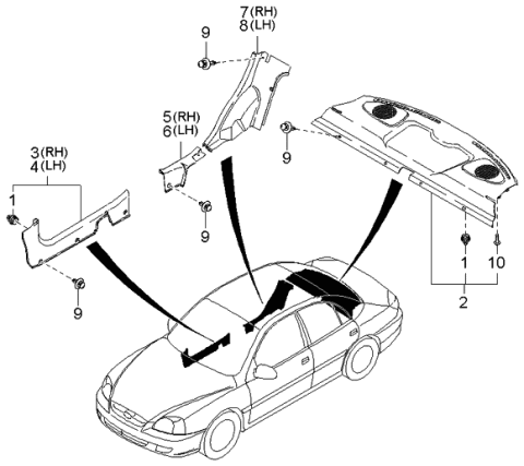 2005 Kia Rio Body Trims & Scuff Plates Diagram 1