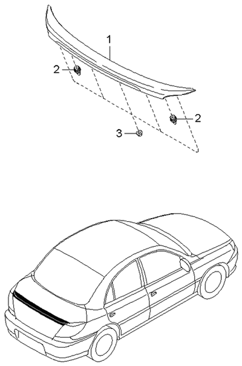 2002 Kia Rio Spoiler-Rio Diagram for 0K30B50910XX