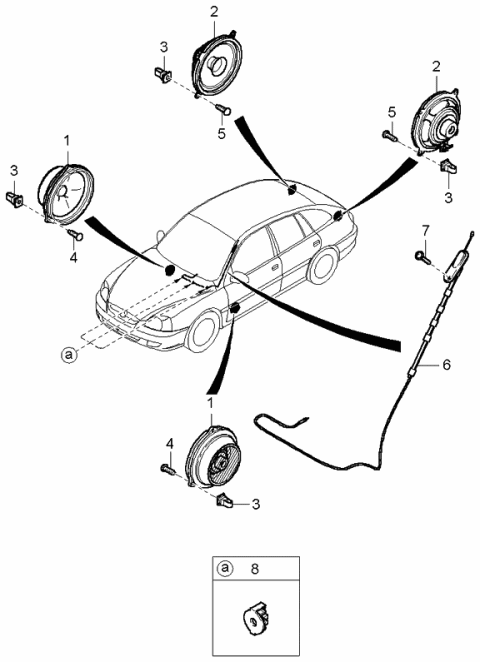 2003 Kia Rio Door Pillar Speaker Assembly Diagram for 96360FD500