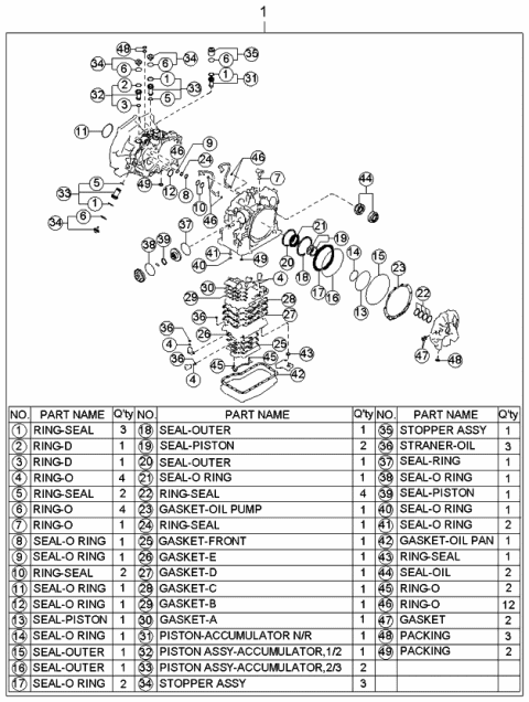 2002 Kia Rio Gasket & Seal Kit Diagram