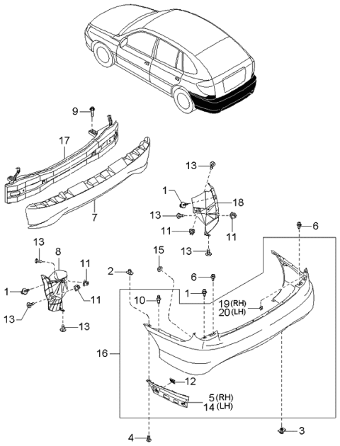 2005 Kia Rio Side Plate-RBUMPER,LH Diagram for 0K34A50243