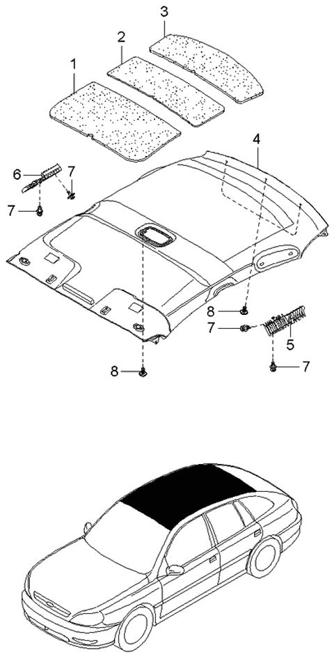 2005 Kia Rio Top Ceiling Diagram 4