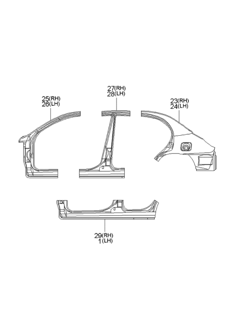 2000 Kia Rio Panel-RFENDER,RH Diagram for 0K3YA70300