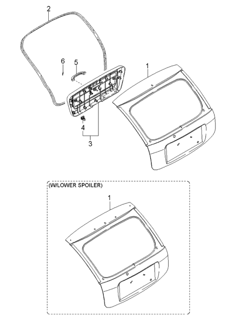 2004 Kia Rio Door Assembly-Back Diagram for 0K34Z62020D