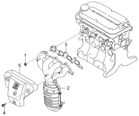 2005 Kia Rio Gasket Assembly-Exhaust Manifold Diagram for 285212X500