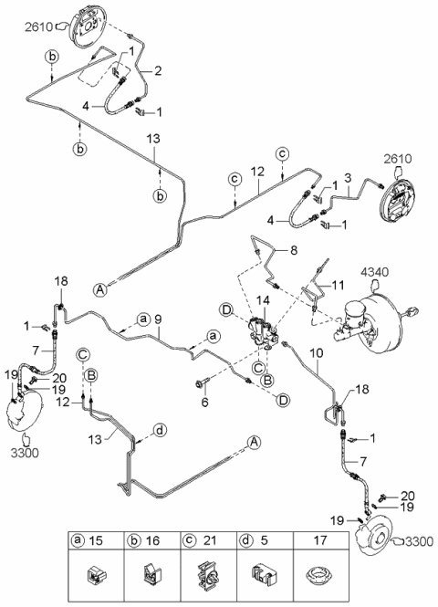 2001 Kia Rio Brake Pipings Diagram 1