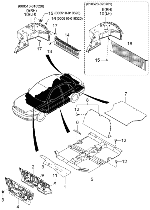 2003 Kia Rio Trim Assembly-Trunk End Diagram for 0K30C68960F00