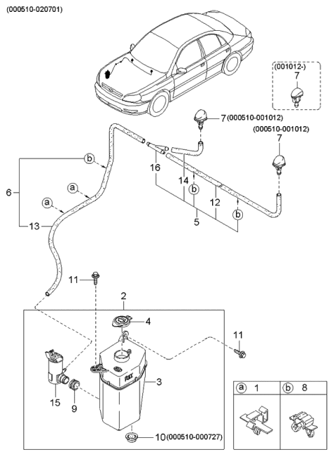 2005 Kia Rio Windshield Washer Diagram 1