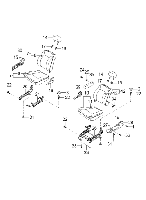 2003 Kia Rio Front Cushion Covering, Left Diagram for 0K31A88161C788