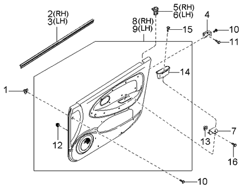 2002 Kia Rio Trim & Related Parts-Front Door Diagram 3