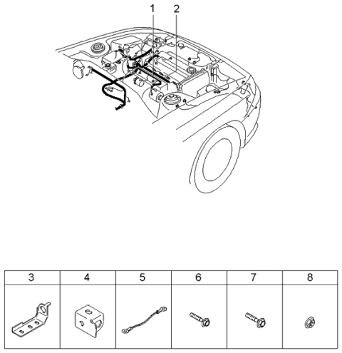 2000 Kia Rio Engine & Transmission Wiring Harnesses Diagram 2