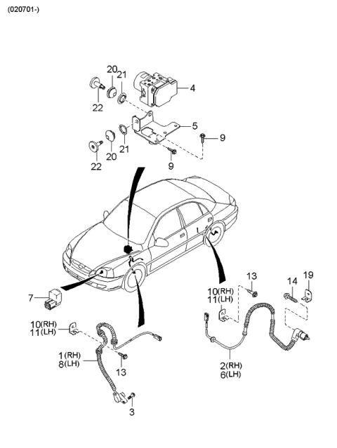 2001 Kia Rio Grommet-EHCU Diagram for 0K56T43316