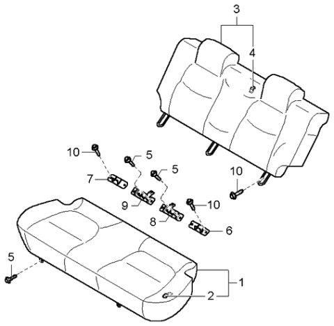 2000 Kia Rio Cushion Assembly-Rear Seat Diagram for 89100FD100791