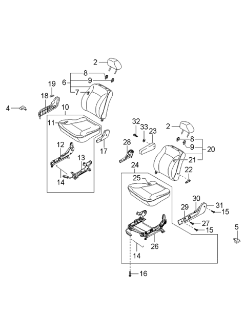 2003 Kia Rio Cushion Assembly-Front Seat Diagram for 88101FD582791