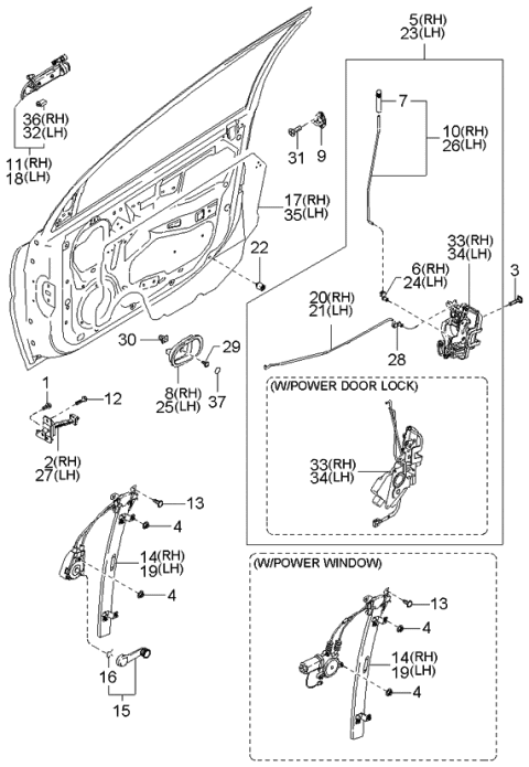 2001 Kia Rio Mechanism-Front Door Diagram 2