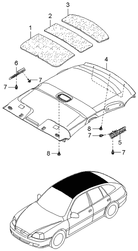 2001 Kia Rio Top Ceiling Diagram 3