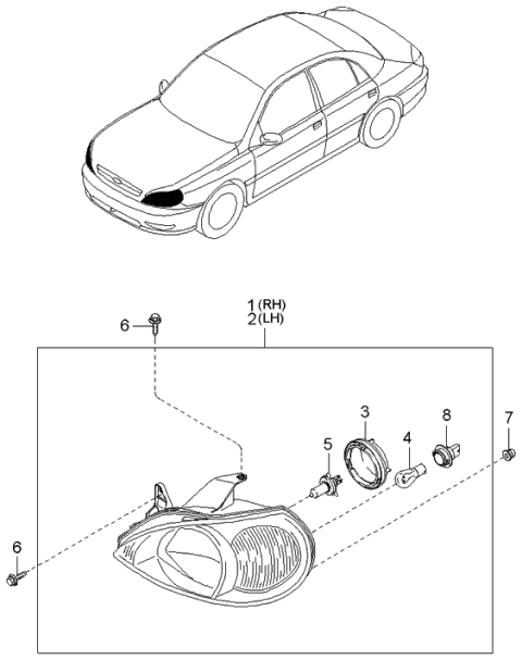 2001 Kia Rio Head Lamp Diagram 1