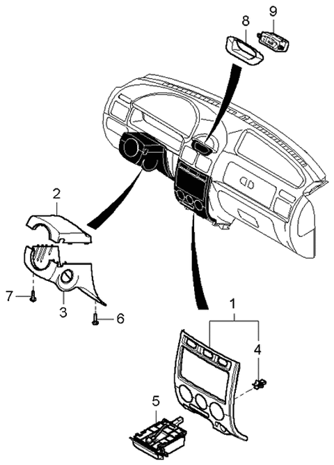 2004 Kia Rio Dashboard Equipments Diagram 1