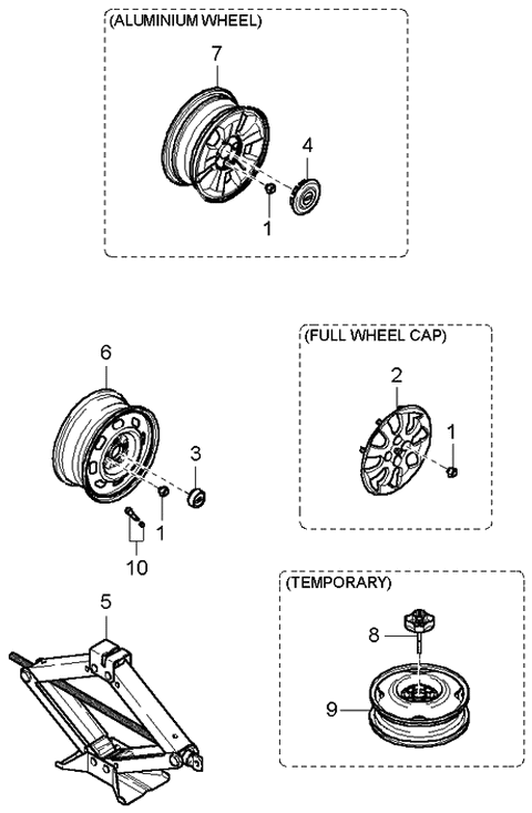 2000 Kia Rio Tires & Jack Diagram 1