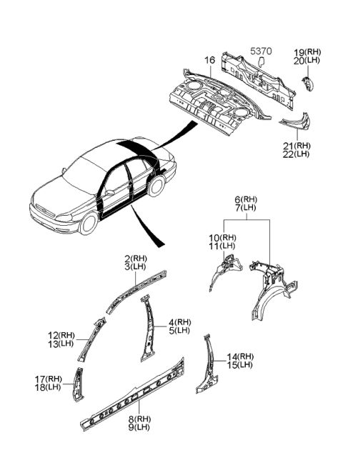 2004 Kia Rio Side Panels Diagram 1