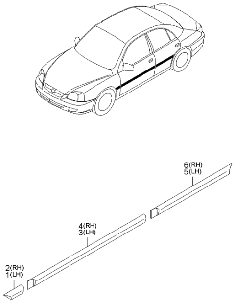 2000 Kia Rio MOULDING Assembly-Front Door Diagram for 87721FD000XX