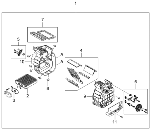 2000 Kia Rio Case B-Heater Unit Diagram for 0K30A61A02