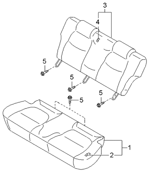 2004 Kia Rio Rear Seat Cushion Cover Diagram for 0K30B88201081
