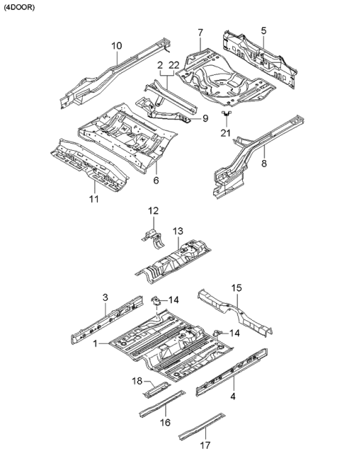 2000 Kia Rio Body Panels-Floor Diagram 1