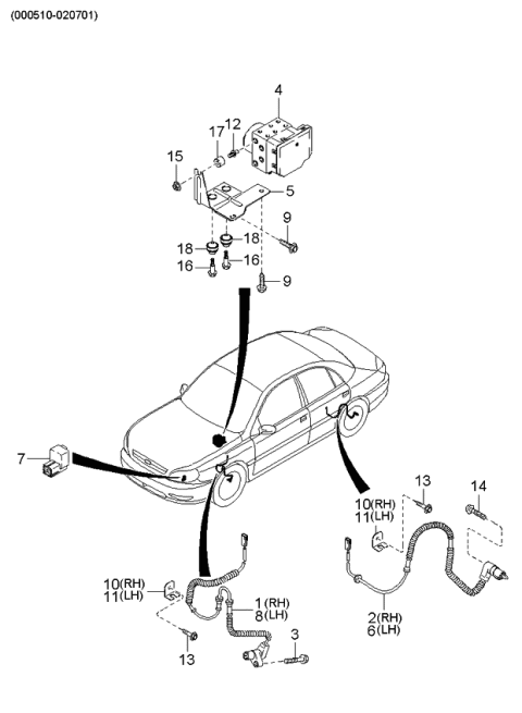 2004 Kia Rio Bracket-Abs Diagram for 0K31L43310