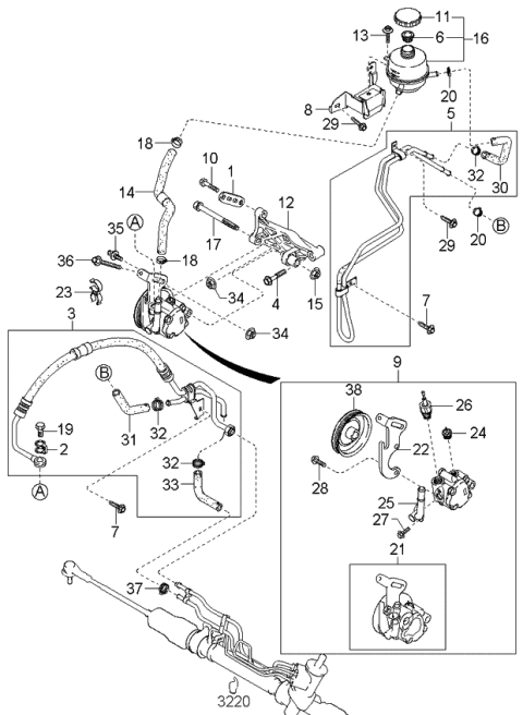 2000 Kia Rio Power Steering System Diagram